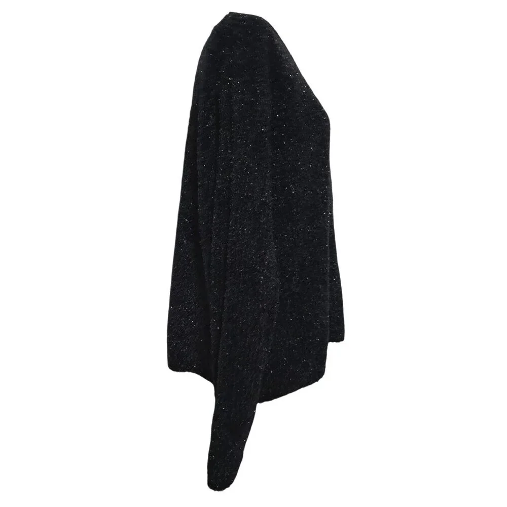 Carducci 2‎ Sweater Womens 2X Black Vintage Shimmer V-Neck Long Sleeve Knit